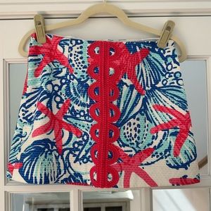 Lilly Pulitzer pink, blue and white mini skirt size 2